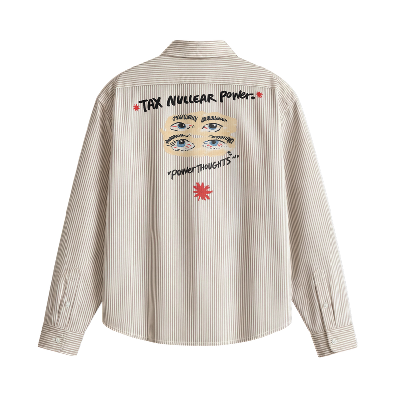 OFF SUPPLY POWER THOUGHTS BEIGE STRIPED SHIRT