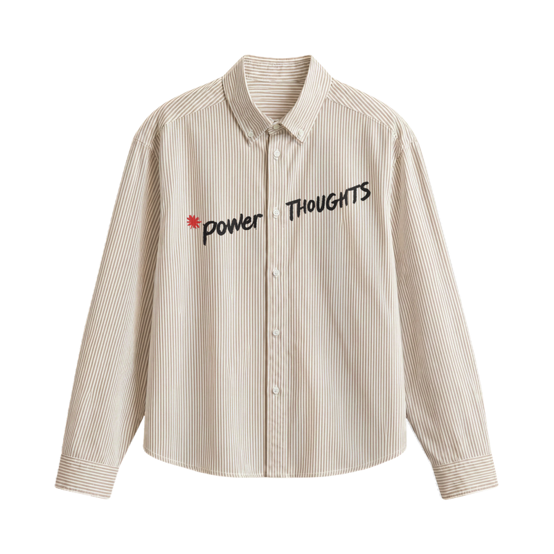 OFF SUPPLY POWER THOUGHTS BEIGE STRIPED SHIRT