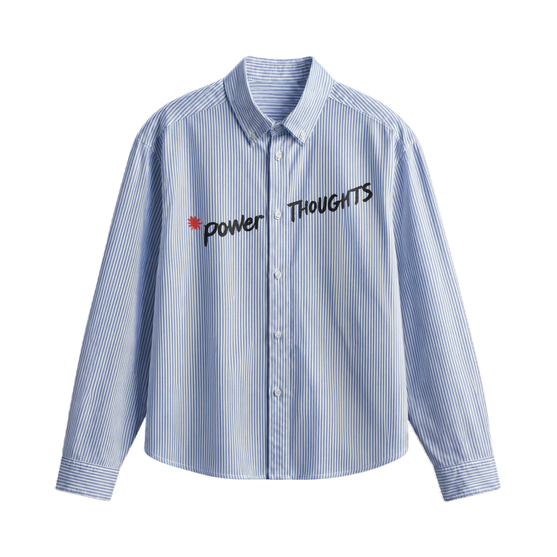 OFF SUPPLY POWER THOUGHTS BLUE STRIPED SHIRT