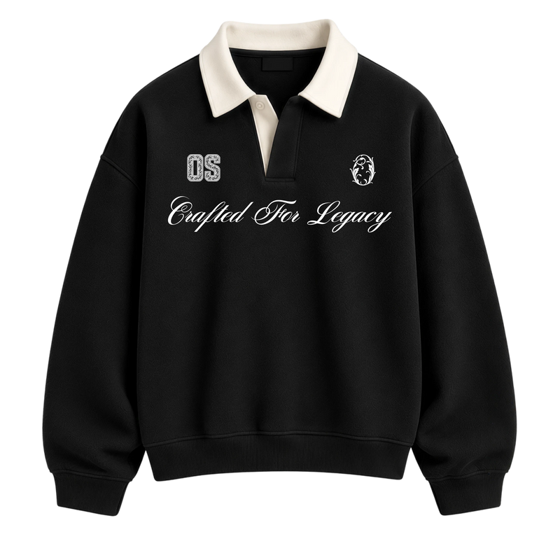 Off Supply Legacy Black Polo Sweatshirt