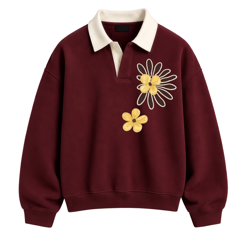 Off Supply Sunny Side Wine Polo Sweatshirt