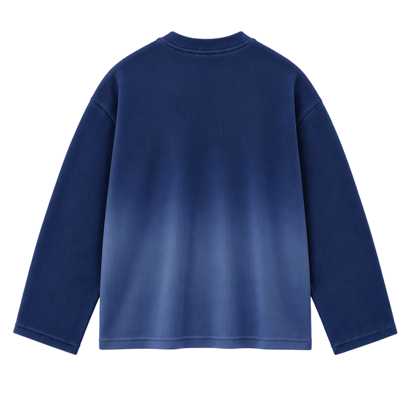 Off Supply The Inside Blue-ombré Long Sleeve waffle Tee