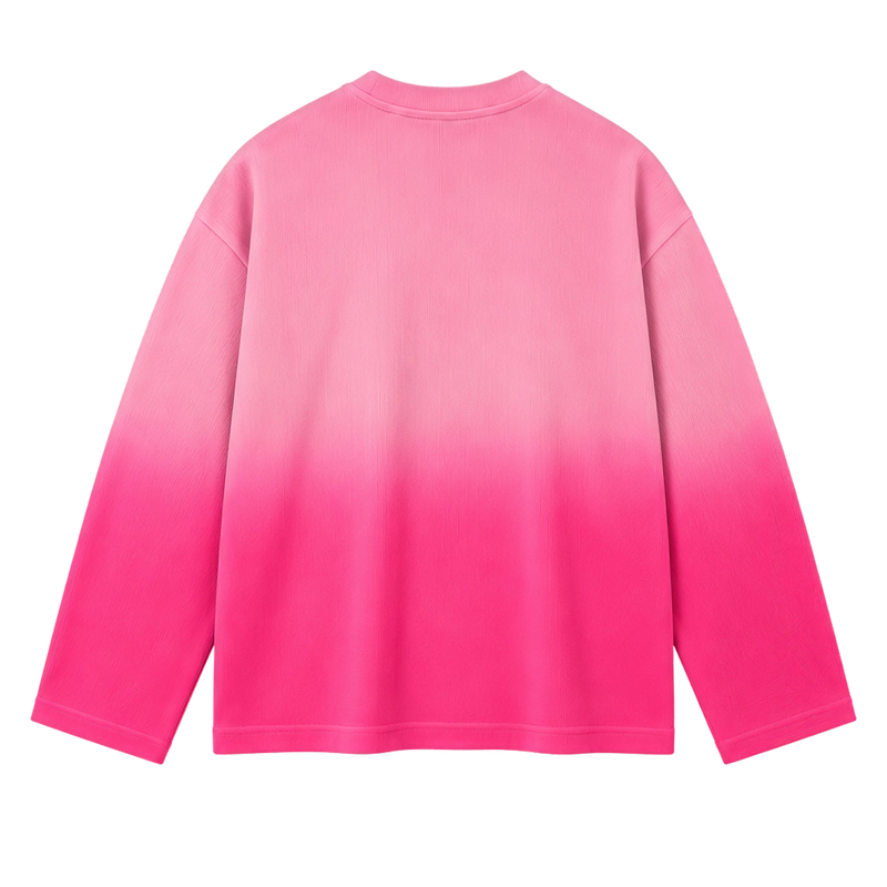 Off Supply The Inside Pink-ombré Long Sleeve waffle Tee