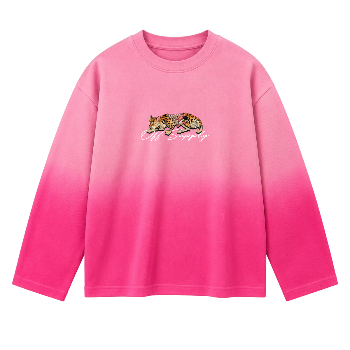 Off Supply The Inside Pink-ombré Long Sleeve waffle Tee
