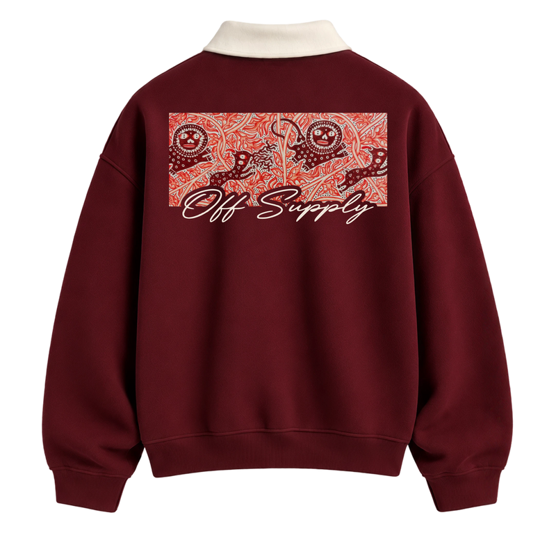 Off Supply Tribe Wine Polo Sweatshirt