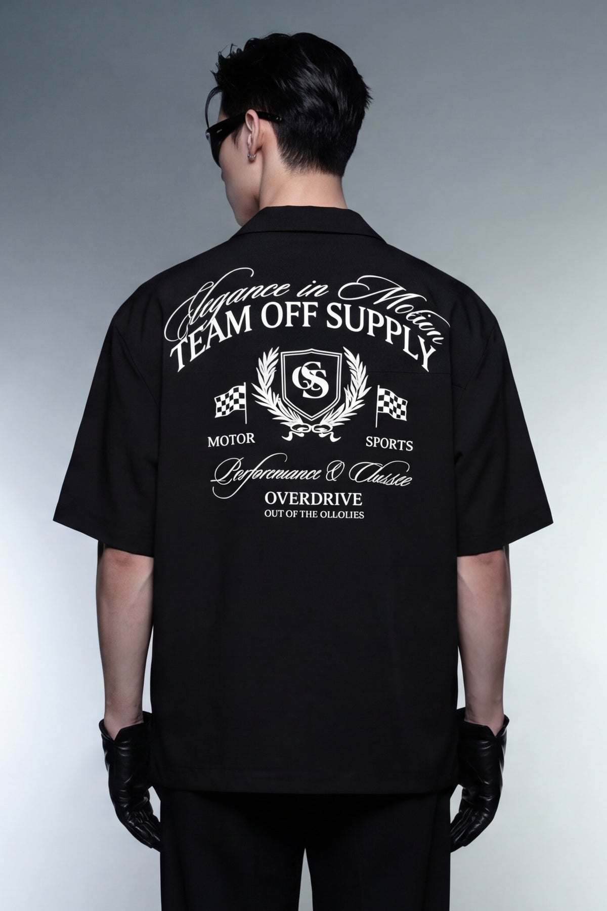off-supply-elegance-in-motion-black-bowling-shirt model back